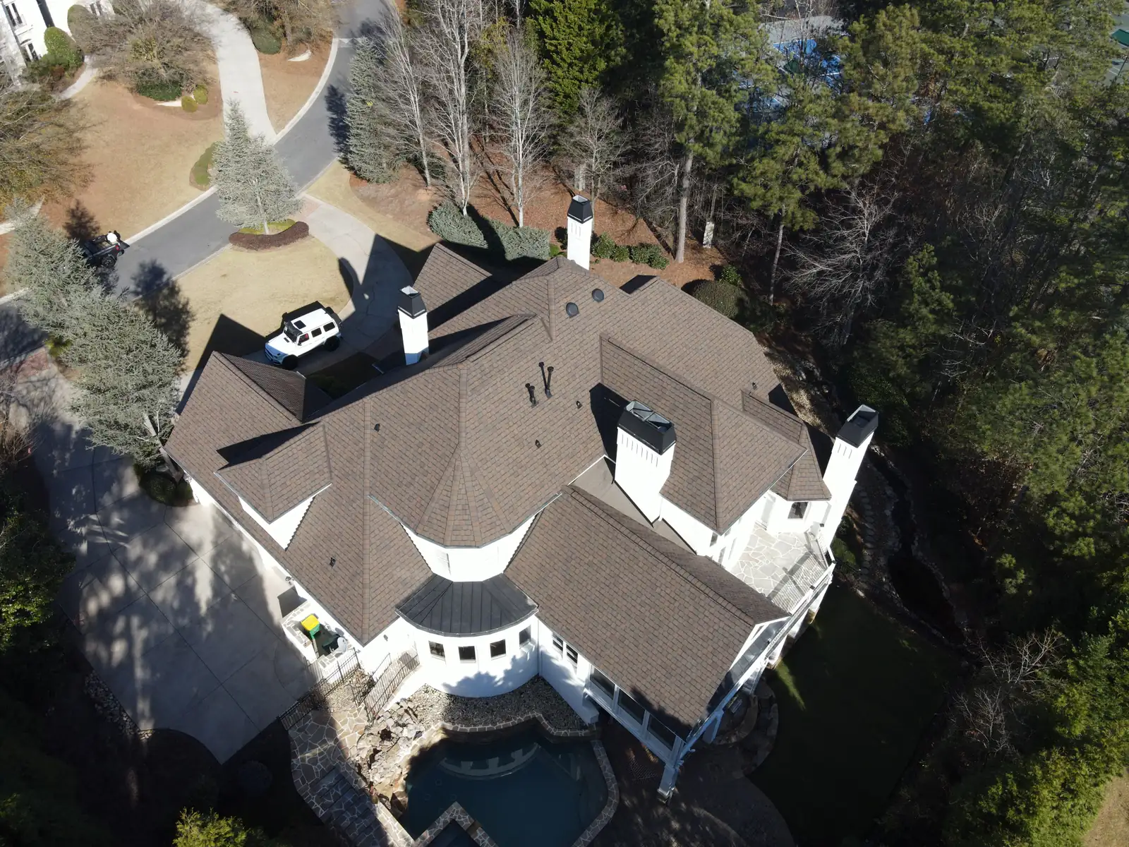 The new Johns Creek roof from the air